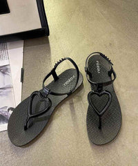Khaki Heart Shaped Flip Flops Sandals
