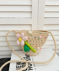 Summer Pink Floral Cute Mini Woven Messenger Bag