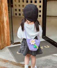 Summer Pink Floral Cute Mini Woven Messenger Bag