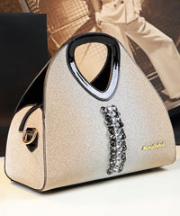 Apricot Zircon Large Capacity Faux Leather Tote Handbag