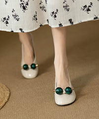 Ball Decorated Splicing Stiletto Heels Black Faux Leather