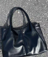 Versatile Black Satchel Faux Handbag Leather