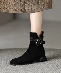 Splicing Chunky Boots Black Suede