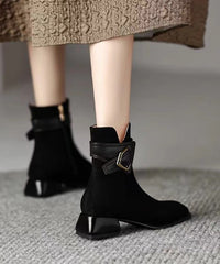 Splicing Chunky Boots Black Suede