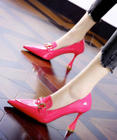 Splicing Stiletto High Heels Rose Faux Leather Pointed Toe