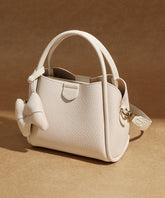 Versatile White Tote Leather Handbag Faux