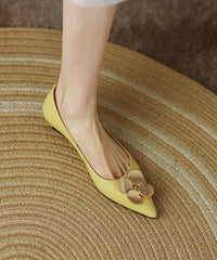 Yellow Sequined Splicing Kitten Heel Pointed Toe