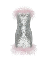 ELVIRA Sequins w Feathers Mini Dress