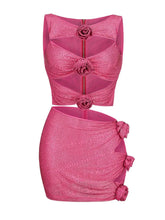 LINNE Cutout Top & Skirt Set in Pink