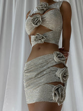 LINNE Cutout Top & Skirt Set in Silver