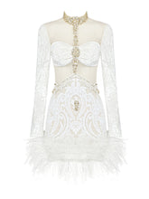 OPERA Sequins & Feathers Mini Dress