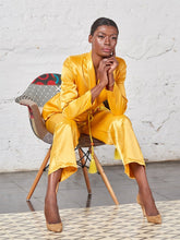 Tasseled Satin Blazer + Pants in Gold