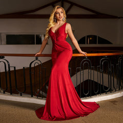 Sleeveless slim-fit hip-hugging mermaid evening dress