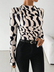 Pleated Edge Printed Top