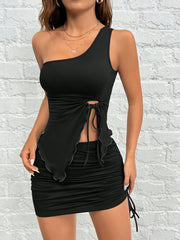 Single-Sided Halter Dress