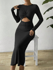Hollowed-Out Slit Figure-Hugging Dress