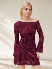 Off-The-Shoulder Long-Sleeved Short Skirt