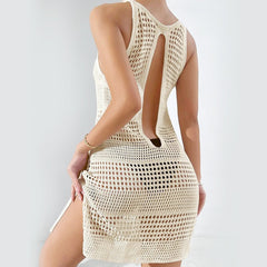 Knitted Hollowed-Out Swimsuit Smock