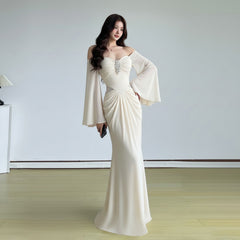 Strapless Low-Cut Floor-Length Dress