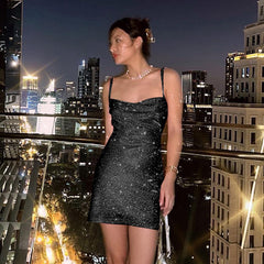 Glitter Backless Strappy Dress