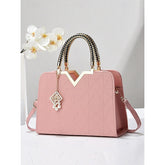 Handbag Faux with Elegant Pendant Pearl Leather