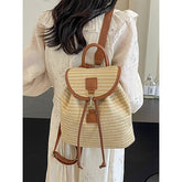 Backpack Straw for Boho Rattan Travel with Woven Bag