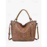 Brown Faux Tote Bag Handbag Leather Spacious