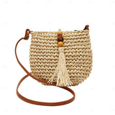 Tassel Bag Woven Boho Handbag Straw Crossbody