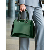 Elegant Patent Shiny Tote Green Leather - Bag