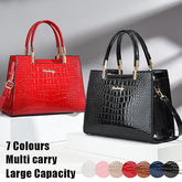 Black Crocodile Pattern Elegant Handbag Leather