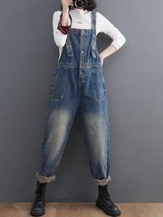 Stylish Large Size Loose Denim Overalls