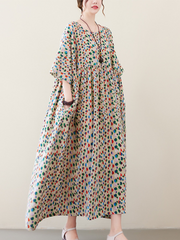 Womens Casual Summer Fashion Floral Smock Dress