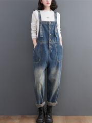 Stylish Large Size Loose Denim Overalls