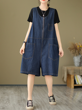 Closse Your Eyes Denim Natural Waist Short Dungarees