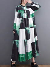 Comfort Large Size Loose Printing Collar A-Line Dress