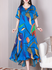 Stay Happy Round Neck A-line Dress