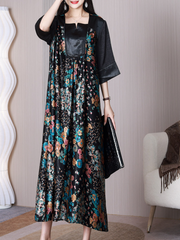 Mad In Love Square Collar Floral A-line Dress