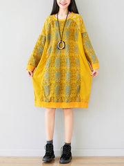 Crew Neck Printed Sweatshirt Dress