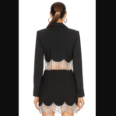 Sensation Crystal Hem Blazer & Skirt Set