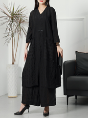 Summer Large-Size Striped Cardigan Two-Piece Co-Ords Set