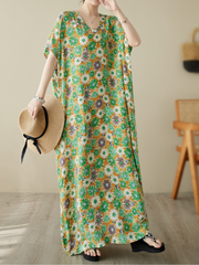 Take My Soul Cotton Bohemian Floral Kaftan Dress