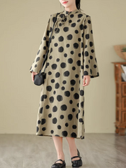 Cool Loose Polka-Dot Mid-Length A-Line Dress