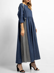 Sabrina Stripes Solid Color A-Line Dress