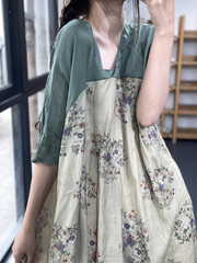 V-neck Retro Printing A-Line Dress