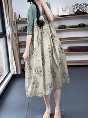 V-neck Retro Printing A-Line Dress