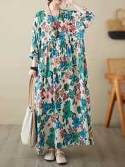 Relaxed Fit Floral Loose Smock Dress