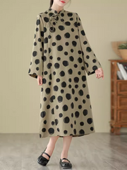Cool Loose Polka-Dot Mid-Length A-Line Dress