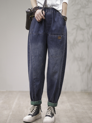 Women Loose Fit Harem Cotton Denim Jeans Trousers Pants