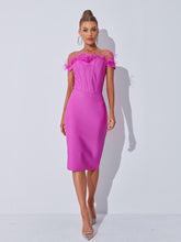 Aeliana Off Shoulder Feather Corset Bandage Dress