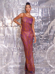 Alden Mesh Rhinestone Embellished Maxi Dress